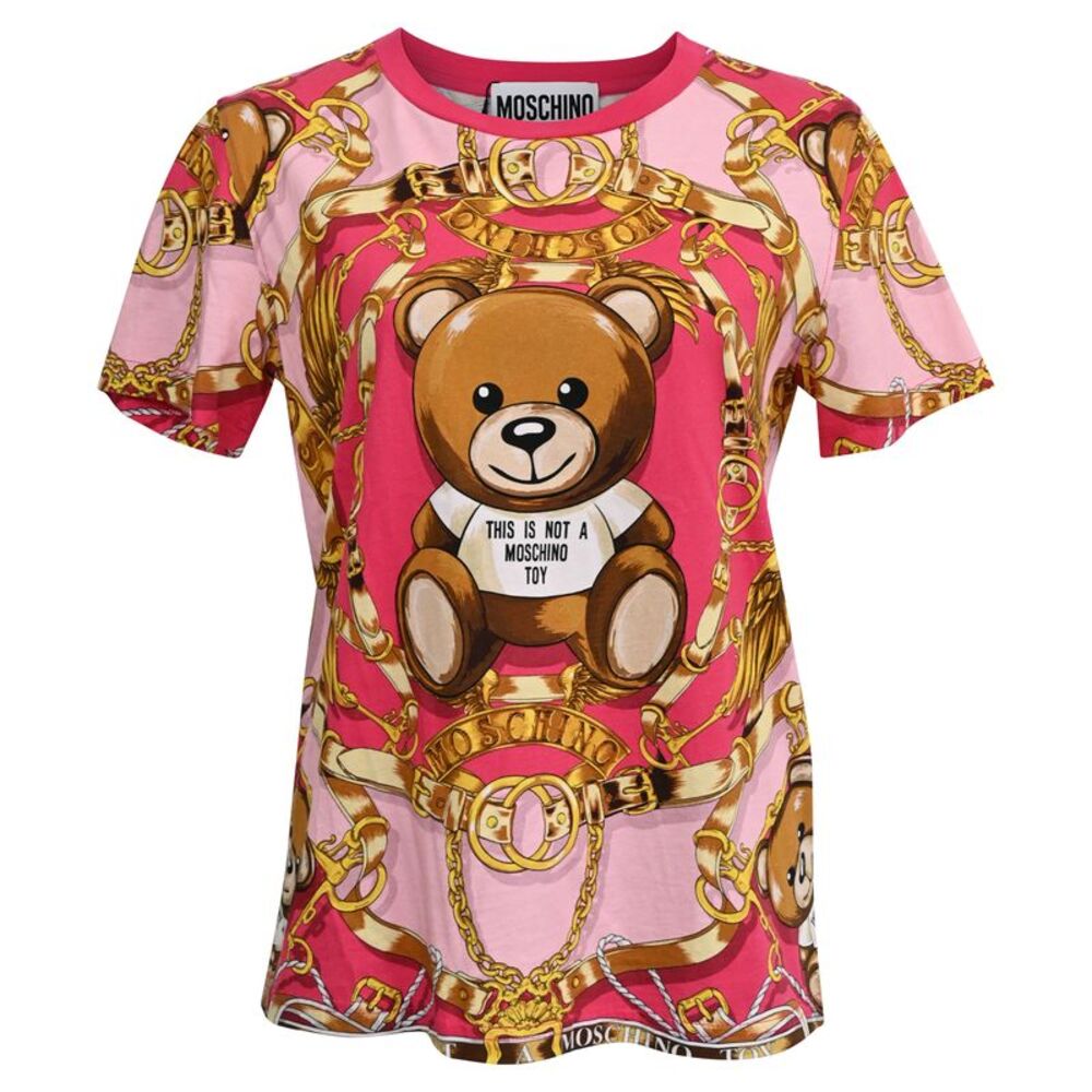 Moschino Couture Printed Crew Neck T-Shirt in Multicolor Cotton